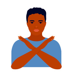 Young Black Man Crossed Her Arms Sign Of Protest