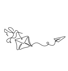 Abstract Paper Envelope With Bird And Paper Plane