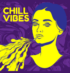 Chill Vibes Hand Drawn Of Girl With Roll-up