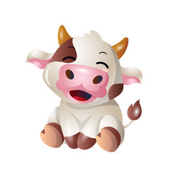 Cute Cow Cartoon Sitting