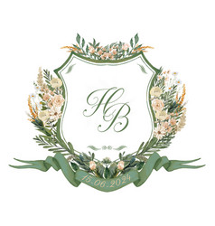 Painted Hb Initial Watercolor Floral Crest