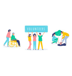 A Set Volunteer People Who Help Others