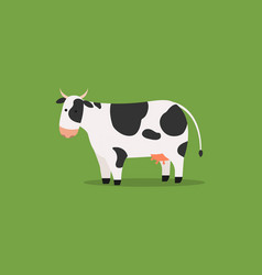 Cow With Milk On Green Background