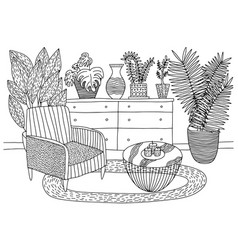 Living Room Interior Coloring Page