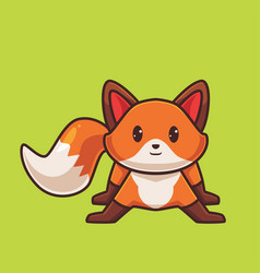 Cute Red Fox Cartoon Animal Autumn Season Concept