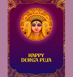 Goddess Durga Face In Happy Puja Subh