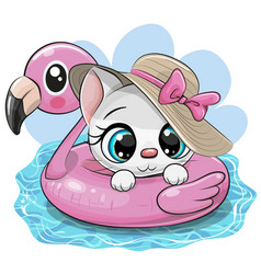 Cartoon Kitty In Swimming On Pool Ring Inflatable