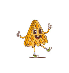 Cartoon Retro Belgian Waffle Groovy Character