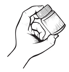 Male Hand Holding Jar Of Pills Medical Aid