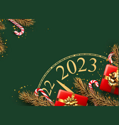 Christmas Flatlay Composition With Clock 2023