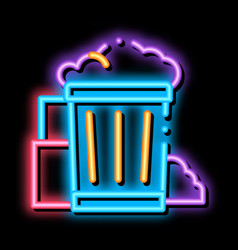 Container With Rubbish Trash Neon Glow Icon