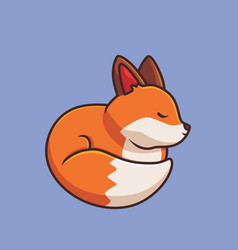 Cute Red Fox Sleeping Cartoon Animal Autumn