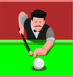 Close Up Man With Mustache Shooting Pool Ball