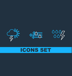 Set Line Storm And Wind And Rain Icon