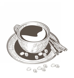 Cup Of Coffee With Fresh Beans