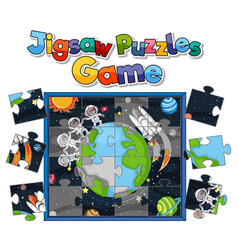 Astronaut In Space Photo Puzzle Game Template