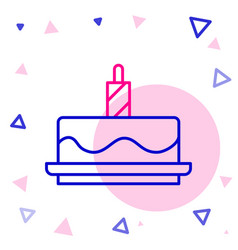 Line Cake With Burning Candles Icon Isolated