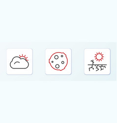 Set Line Drought Sun And Cloud And Moon Icon