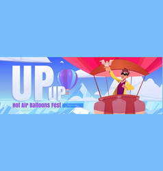 Hot Air Balloons Fest Cartoon Web Banner Travel