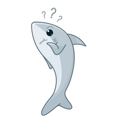 Cute Cartoon Shark With Question Mark Isolated