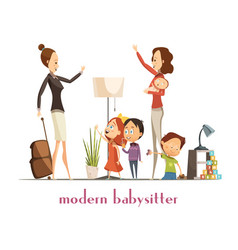 Modern Babysitter Nanny Service Cartoon