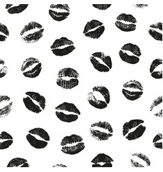 Seamless Pattern Of Black Kiss Marks Lip Prints