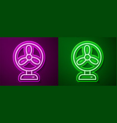 Glowing Neon Line Electric Fan Icon Isolated On