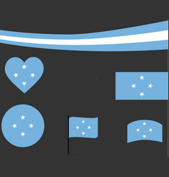 Micronesia Flag Map Ribbon And Heart Icons