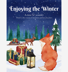 Poster Template With Children Enjoy Winter