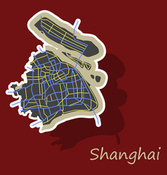 Sticker Detailed Shanghai City Road Network Map