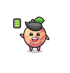 Pluot Fruit Mascot Character With Energetic