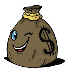 Winking Money Bag On White Background