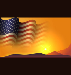 American Flag Background Design On Sunset View