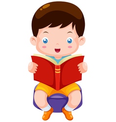 Young boy cartoon reading book Royalty Free Vector Image