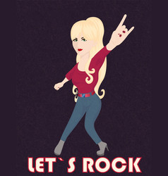 Let S Rock Girl Rocker On Dark Background