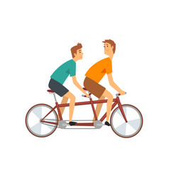 Two Men Riding Tandem Bike Male Cyclists