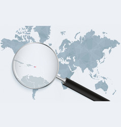 World Map With A Magnifying Glass Pointing