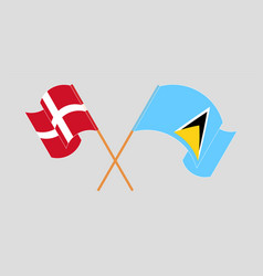 Crossed Flags Of Denmark And Saint Lucia Official