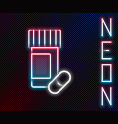 Glowing Neon Line Medicine Bottle And Pills Icon