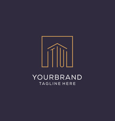 Initial Tu Logo With Square Lines Luxury