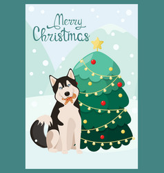 Cute Husky Christmas Card