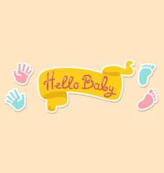 Hello Baby Ribbon Imprint Foot Hand Banner Newborn