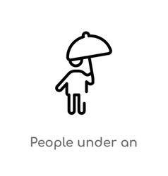 Outline People Under An Umbrella Icon Isolated