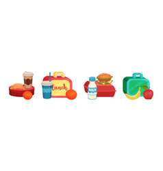 School Lunch Food Boxes And Kids Bags Set