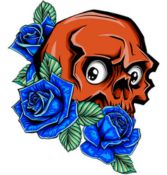 Skull With Beautiful Flower Roses In