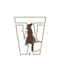 Woman Traveling Letter W T Logo