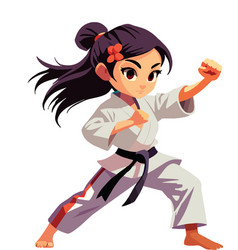 Cartoon Of Japanese Girl Does Karate