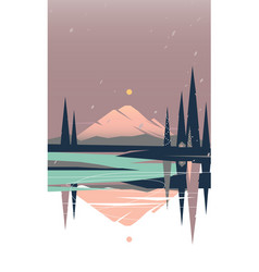 Minimalist Winter Lakeside Landscape