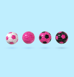 Pink And Black Glossy Football Balls Isolated