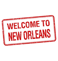 Welcome To New Orleans Red Grunge Square Stamp